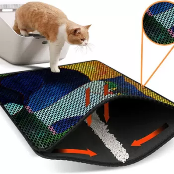 Covoras litiera pentru colectarea granulelor de nisip, Nrszn0113, 45x60 cm, 50% PVC/50% POLIESTER, Multicolor imagine