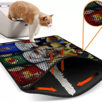 Covoras litiera pentru colectarea granulelor de nisip, Nrszn0178, 45x60 cm, 50% PVC/50% POLIESTER, Multicolor imagine