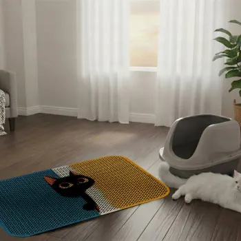 Covoras litiera pentru colectarea granulelor de nisip, Paws & Whiskers, Cat Litter Mat 11, Multicolor imagine