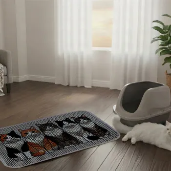 Covoras litiera pentru colectarea granulelor de nisip, Paws & Whiskers, Cat Litter Mat 15, Multicolor imagine