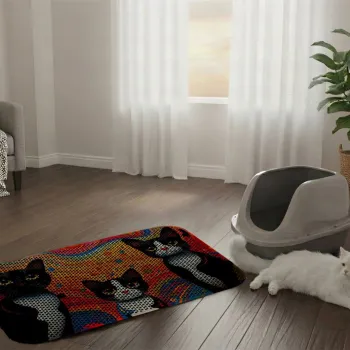 Covoras litiera pentru colectarea granulelor de nisip, Paws & Whiskers, Cat Litter Mat 19, Multicolor imagine