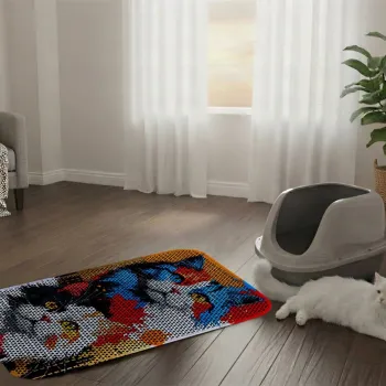 Covoras litiera pentru colectarea granulelor de nisip, Paws & Whiskers, Cat Litter Mat 20, Multicolor imagine