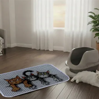 Covoras litiera pentru colectarea granulelor de nisip, Paws & Whiskers, Cat Litter Mat 23, Multicolor imagine