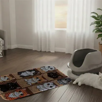 Covoras litiera pentru colectarea granulelor de nisip, Paws & Whiskers, Cat Litter Mat 29, Multicolor imagine