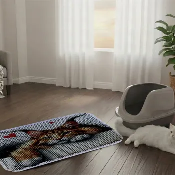 Covoras litiera pentru colectarea granulelor de nisip, Paws & Whiskers, Cat Litter Mat 33, Multicolor imagine