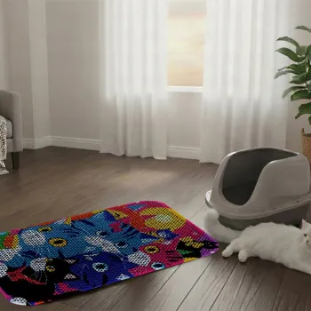 Covoras litiera pentru colectarea granulelor de nisip, Paws & Whiskers, Cat Litter Mat 41, Multicolor imagine