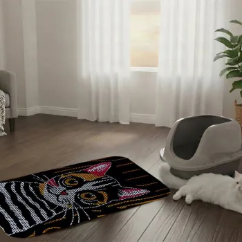 Covoras litiera pentru colectarea granulelor de nisip, Paws & Whiskers, Cat Litter Mat 45, Multicolor imagine