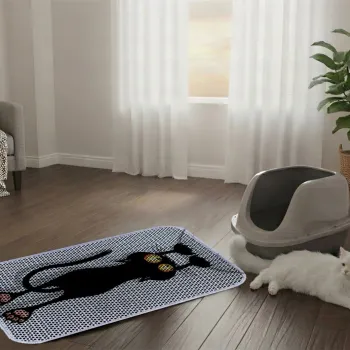 Covoras litiera pentru colectarea granulelor de nisip, Paws & Whiskers, Cat Litter Mat 46, Multicolor imagine