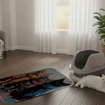 Covoras litiera pentru colectarea granulelor de nisip, Paws & Whiskers, Cat Litter Mat 47, Multicolor imagine