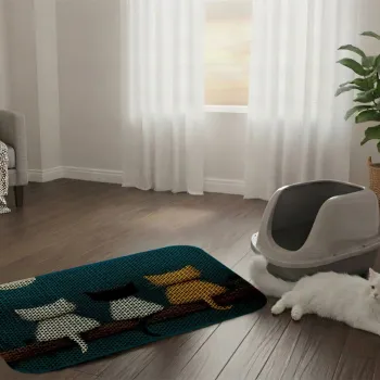 Covoras litiera pentru colectarea granulelor de nisip, Paws & Whiskers, Cat Litter Mat 48, Multicolor imagine