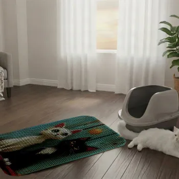 Covoras litiera pentru colectarea granulelor de nisip, Paws & Whiskers, Cat Litter Mat 49, Multicolor imagine