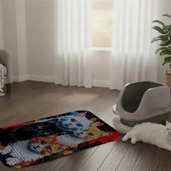 Covoras litiera pentru colectarea granulelor de nisip, Paws & Whiskers, Cat Litter Mat 5, Multicolor imagine