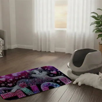 Covoras litiera pentru colectarea granulelor de nisip, Paws & Whiskers, Cat Litter Mat 52, Multicolor imagine