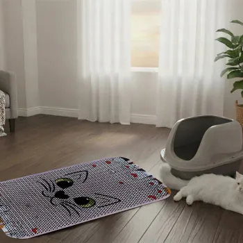 Covoras litiera pentru colectarea granulelor de nisip, Paws & Whiskers, Cat Litter Mat 60, Multicolor imagine