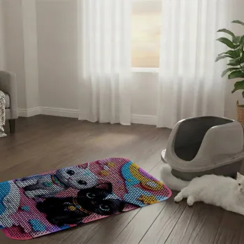 Covoras litiera pentru colectarea granulelor de nisip, Paws & Whiskers, Cat Litter Mat 61, Multicolor imagine