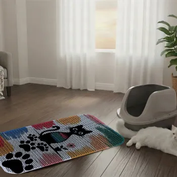 Covoras litiera pentru colectarea granulelor de nisip, Paws & Whiskers, Cat Litter Mat 68, Multicolor imagine
