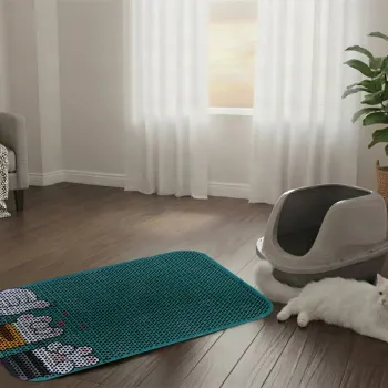 Covoras litiera pentru colectarea granulelor de nisip, Paws & Whiskers, Cat Litter Mat 71, Multicolor imagine