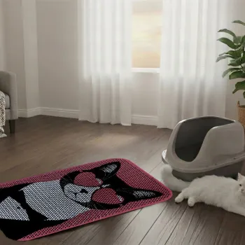 Covoras litiera pentru colectarea granulelor de nisip, Paws & Whiskers, Cat Litter Mat 73, Multicolor imagine