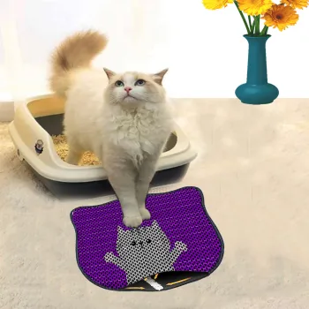 Covoras litiera pentru colectarea granulelor de nisip, Paws & Whiskers, Kdkafa0003, 50% PVC/50% poliester, Multicolor imagine