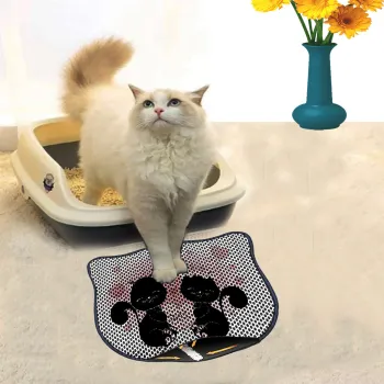 Covoras litiera pentru colectarea granulelor de nisip, Paws & Whiskers, Kdkafa0004, 50% PVC/50% poliester, Multicolor imagine