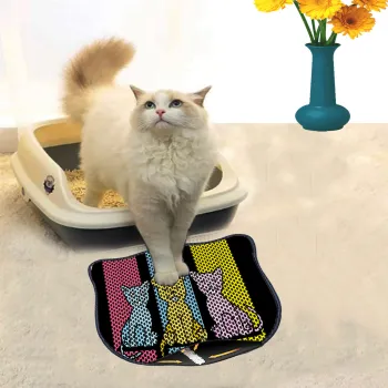 Covoras litiera pentru colectarea granulelor de nisip, Paws & Whiskers, Kdkafa0005, 50% PVC/50% poliester, Multicolor imagine