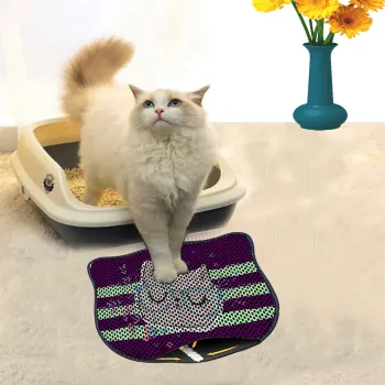 Covoras litiera pentru colectarea granulelor de nisip, Paws & Whiskers, Kdkafa0006, 50% PVC/50% poliester, Multicolor imagine