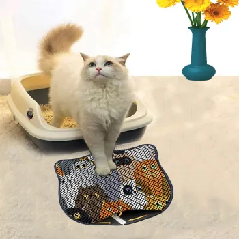 Covoras litiera pentru colectarea granulelor de nisip, Paws & Whiskers, Kdkafa0008, 50% PVC/50% poliester, Multicolor imagine