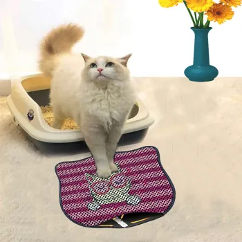 Covoras litiera pentru colectarea granulelor de nisip, Paws & Whiskers, Kdkafa0010, 50% PVC/50% poliester, Multicolor imagine