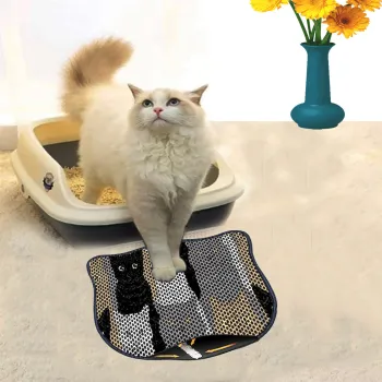 Covoras litiera pentru colectarea granulelor de nisip, Paws & Whiskers, Kdkafa0011, 50% PVC/50% poliester, Multicolor imagine