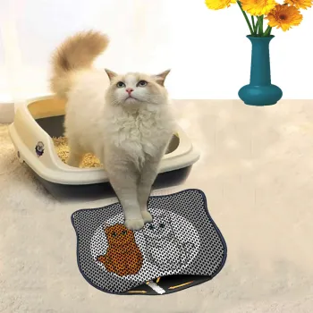 Covoras litiera pentru colectarea granulelor de nisip, Paws & Whiskers, Kdkafa0017, 50% PVC/50% poliester, Multicolor imagine