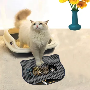 Covoras litiera pentru colectarea granulelor de nisip, Paws & Whiskers, Kdkafa0022, 50% PVC/50% poliester, Multicolor imagine