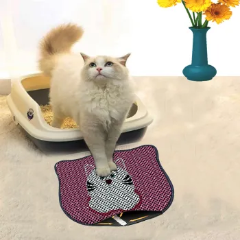 Covoras litiera pentru colectarea granulelor de nisip, Paws & Whiskers, Kdkafa0025, 50% PVC/50% poliester, Multicolor imagine