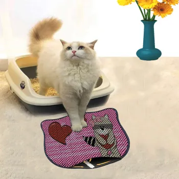 Covoras litiera pentru colectarea granulelor de nisip, Paws & Whiskers, Kdkafa0027, 50% PVC/50% poliester, Multicolor imagine