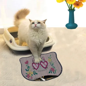 Covoras litiera pentru colectarea granulelor de nisip, Paws & Whiskers, Kdkafa0031, 50% PVC/50% poliester, Multicolor imagine