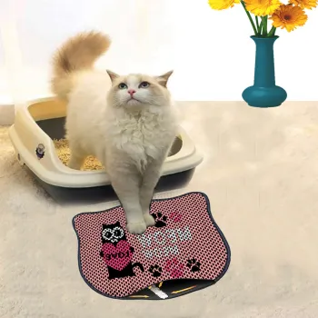 Covoras litiera pentru colectarea granulelor de nisip, Paws & Whiskers, Kdkafa0044, 50% PVC/50% poliester, Multicolor imagine