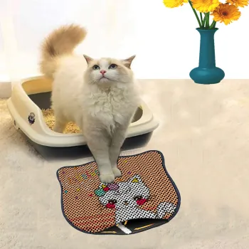 Covoras litiera pentru colectarea granulelor de nisip, Paws & Whiskers, Kdkafa0050, 50% PVC/50% poliester, Multicolor imagine