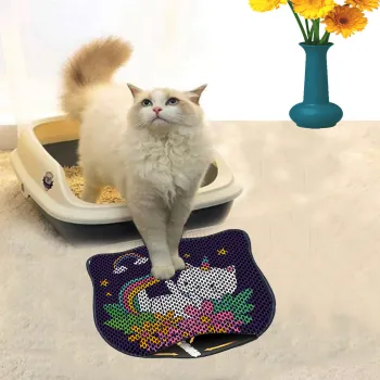 Covoras litiera pentru colectarea granulelor de nisip, Paws & Whiskers, Kdkafa0052, 50% PVC/50% poliester, Multicolor imagine