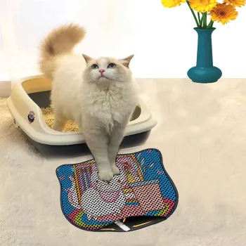 Covoras litiera pentru colectarea granulelor de nisip, Paws & Whiskers, Kdkafa0053, 50% PVC/50% poliester, Multicolor imagine