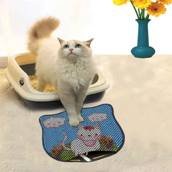 Covoras litiera pentru colectarea granulelor de nisip, Paws & Whiskers, Kdkafa0055, 50% PVC/50% poliester, Multicolor imagine