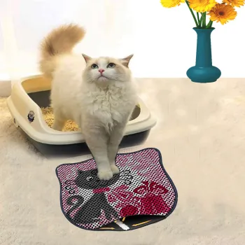 Covoras litiera pentru colectarea granulelor de nisip, Paws & Whiskers, Kdkafa0058, 50% PVC/50% poliester, Multicolor imagine