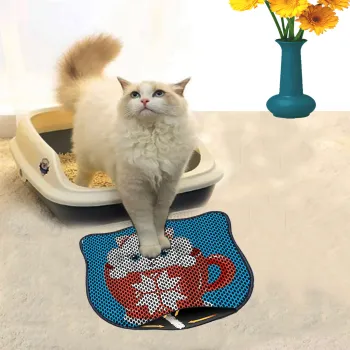 Covoras litiera pentru colectarea granulelor de nisip, Paws & Whiskers, Kdkafa0060, 50% PVC/50% poliester, Multicolor imagine