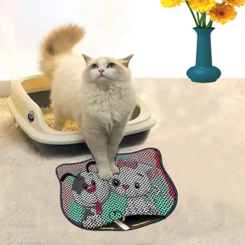 Covoras litiera pentru colectarea granulelor de nisip, Paws & Whiskers, Kdkafa0067, 50% PVC/50% poliester, Multicolor imagine