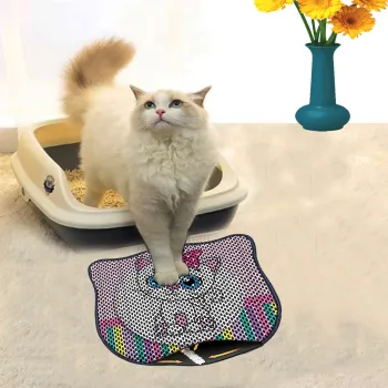 Covoras litiera pentru colectarea granulelor de nisip, Paws & Whiskers, Kdkafa0068, 50% PVC/50% poliester, Multicolor imagine