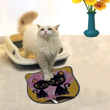 Covoras litiera pentru colectarea granulelor de nisip, Paws & Whiskers, Kdkafa0073, 50% PVC/50% poliester, Multicolor imagine