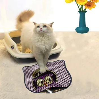 Covoras litiera pentru colectarea granulelor de nisip, Paws & Whiskers, Kdkafa0077, 50% PVC/50% poliester, Multicolor imagine