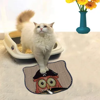 Covoras litiera pentru colectarea granulelor de nisip, Paws & Whiskers, Kdkafa0078, 50% PVC/50% poliester, Multicolor imagine