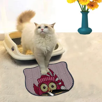 Covoras litiera pentru colectarea granulelor de nisip, Paws & Whiskers, Kdkafa0082, 50% PVC/50% poliester, Multicolor imagine