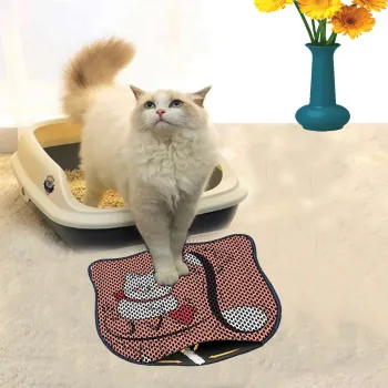 Covoras litiera pentru colectarea granulelor de nisip, Paws & Whiskers, Kdkafa0083, 50% PVC/50% poliester, Multicolor imagine