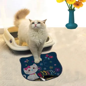 Covoras litiera pentru colectarea granulelor de nisip, Paws & Whiskers, Kdkafa0085, 50% PVC/50% poliester, Multicolor imagine