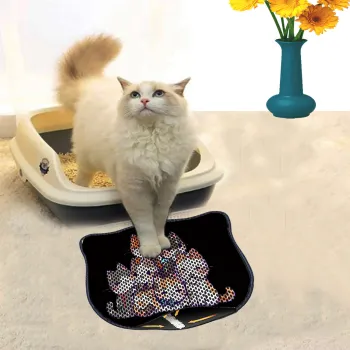 Covoras litiera pentru colectarea granulelor de nisip, Paws & Whiskers, Kdkafa0088, 50% PVC/50% poliester, Multicolor imagine